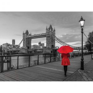 Tower Bridge Red Umbrella Postcard