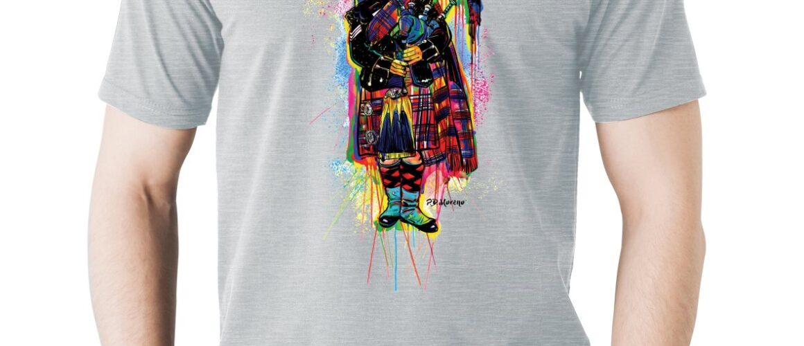 Scottish Piper Drip Art T-Shirt