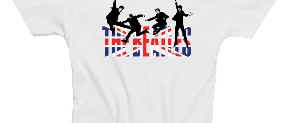 Beatles Jumping Union Jack Skinny Fit Ladies T-Shirt